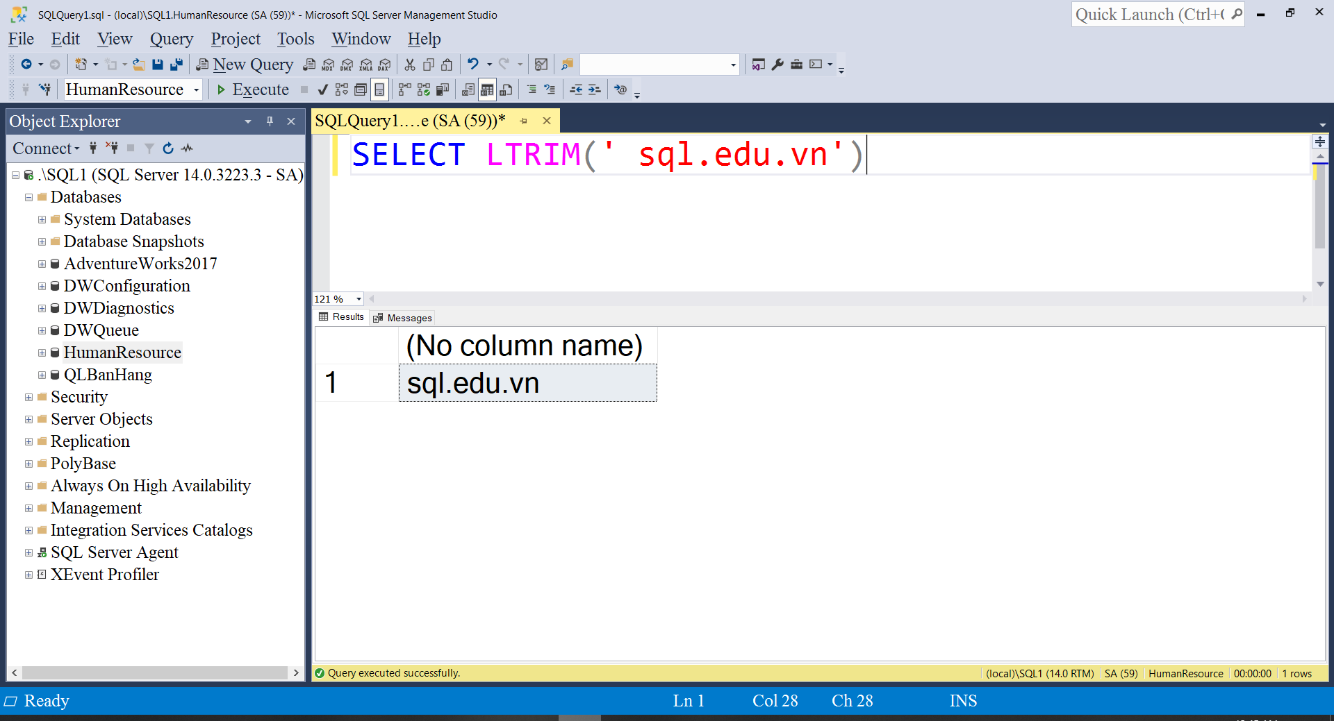LTRIM Hàm xóa khoảng trắng bên trái