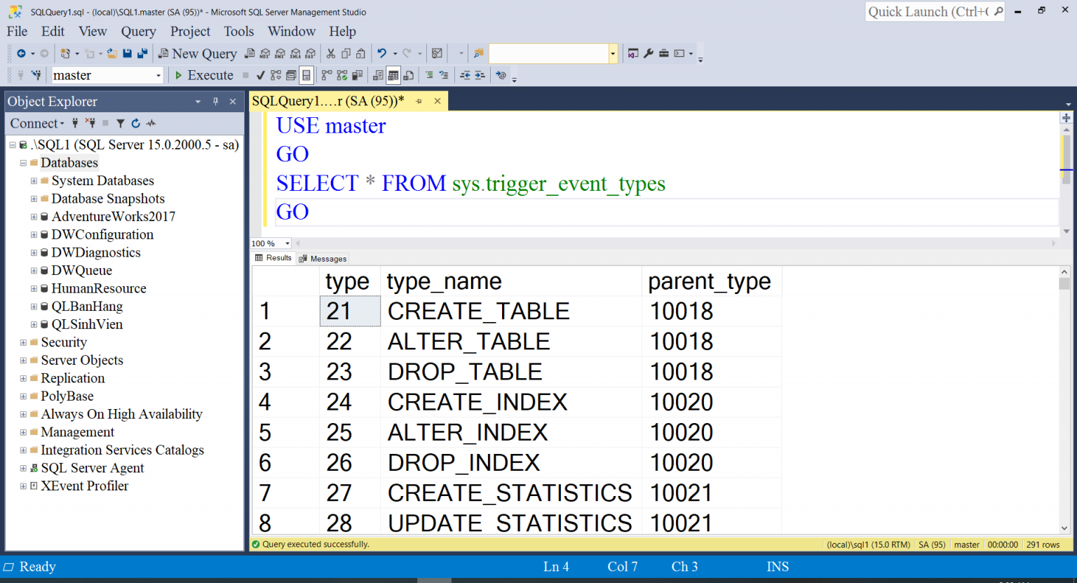 CREATE TRIGGER - Lệnh tạo Trigger
