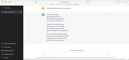 ChatGPT - Bài thơ tả con Chó màu Vàng
